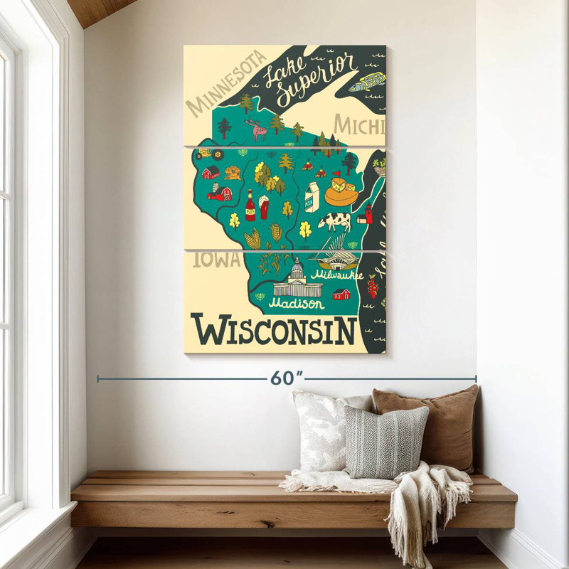 Carte de l'Aliaz, Wisconsin, H 50 po x l 32 po