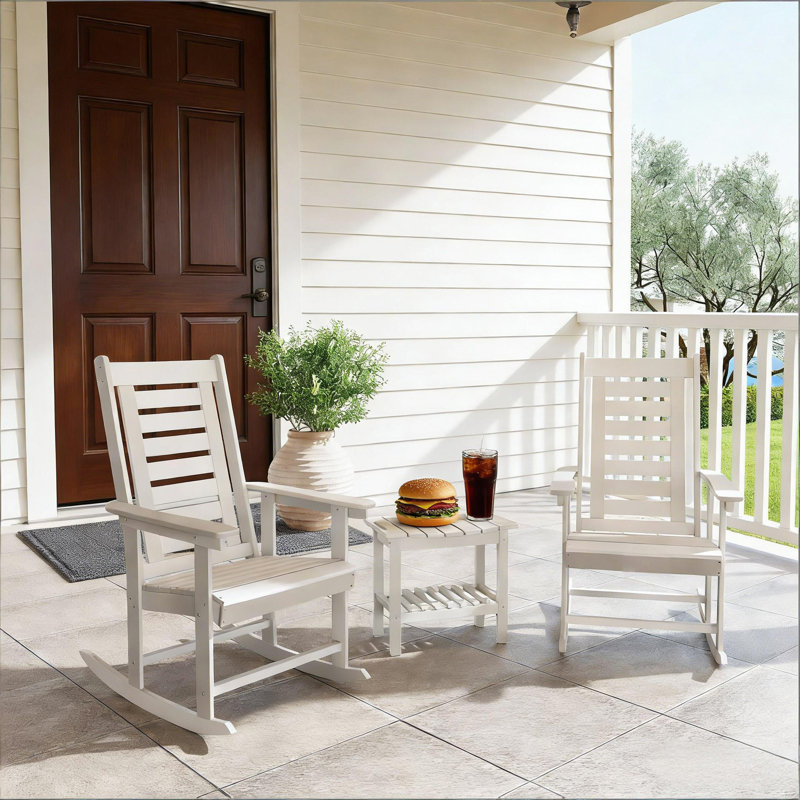 Ensemble de chaises berçantes d'extérieur, 2 pièces, Blanc