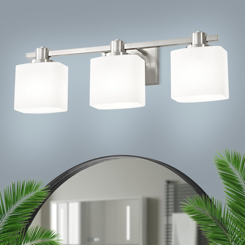 Luminaire de meuble-lavabo de salle de bain avec abat-jour en verre de lait soufflé à la main - applique murale industrielle moderne pour éclairage en miroir