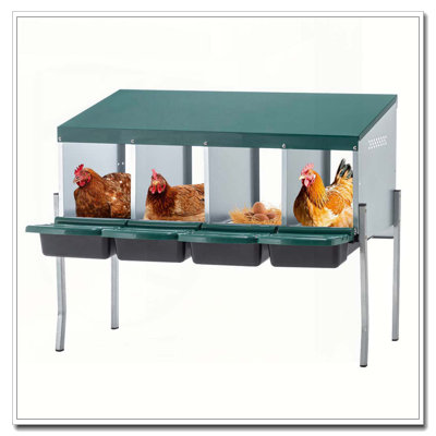 Nid de poule à 4 trous, avec pattes et couvercle pour protéger les œufs, vert