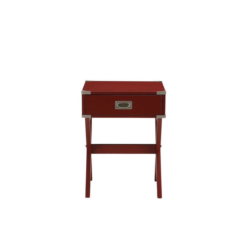 Bianco End Table with Storage, Red, 23" H x 20" W x 18" D