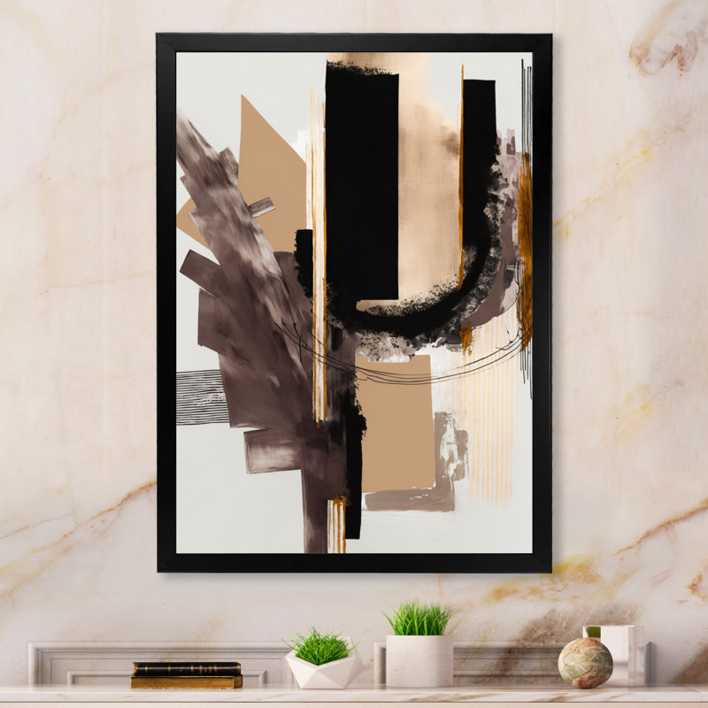 «Warm Watercolor Abstract I», art mural moderne sur toile, H 40 po x l 30 po x P 1,5 po, Impression noire sur toile encadrée