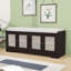 Banc de rangement rustique avec portes en rotin tissé, tablettes réglables et coussin amovible pour le vestibule-1117794408