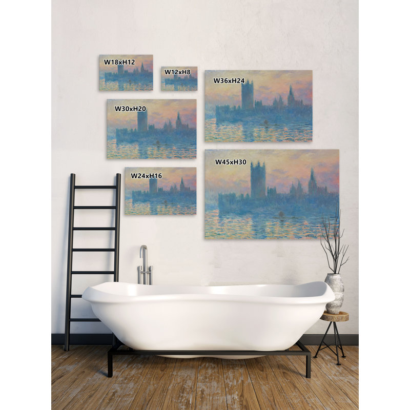 "Les maisons du Parlement, coucher de soleil", reproduction sur toile tendue, H 20 po x l 30 po