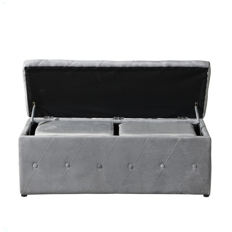 Ensemble de repose-pieds rectangulaire 1 pièce en velours avec 2 repose-pieds