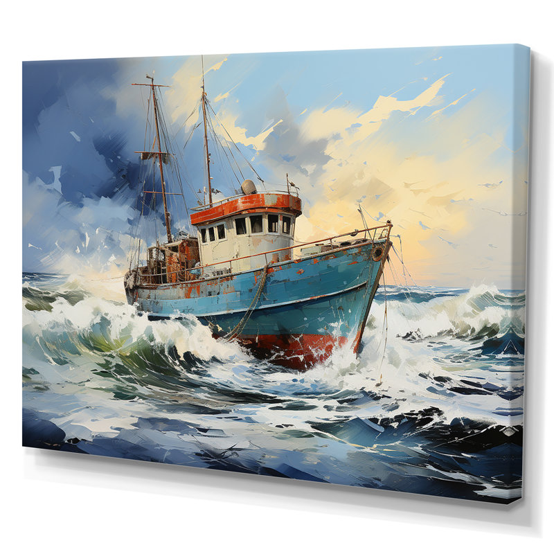 Nautique, aventure nautique - Bateau côtier, art mural, Toile tendue, H 12 po x l 20 po x P 1 po