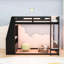 Lit superposé multifonctionnel en bois avec tablettes intégrées, bureau, station de charge et lumière DEL-794917977-803069115