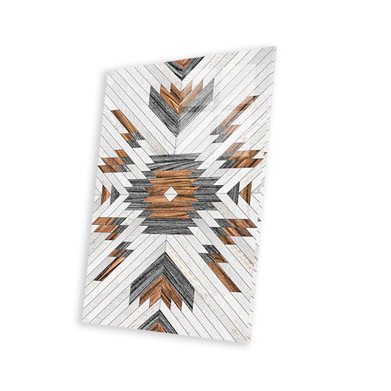 Motif tribal urbain n ° 8 - Aztèque - Impression sur bois sur verre acrylique, H 24 po x l 24 po x P 0,25 po