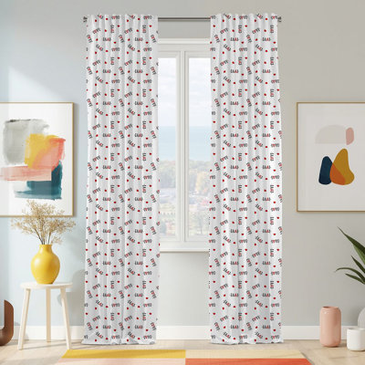 Semi Sheer Modern Print Curtain Single Panel