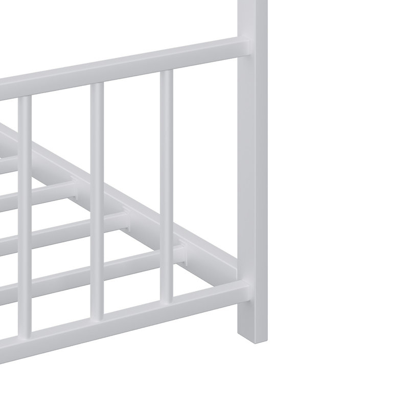 Cadre de lit pour enfant avec bandes lumineuses à DEL, cadre en fer en forme de toit, L 78,5 po x l 55,9 po x H 58,4 po