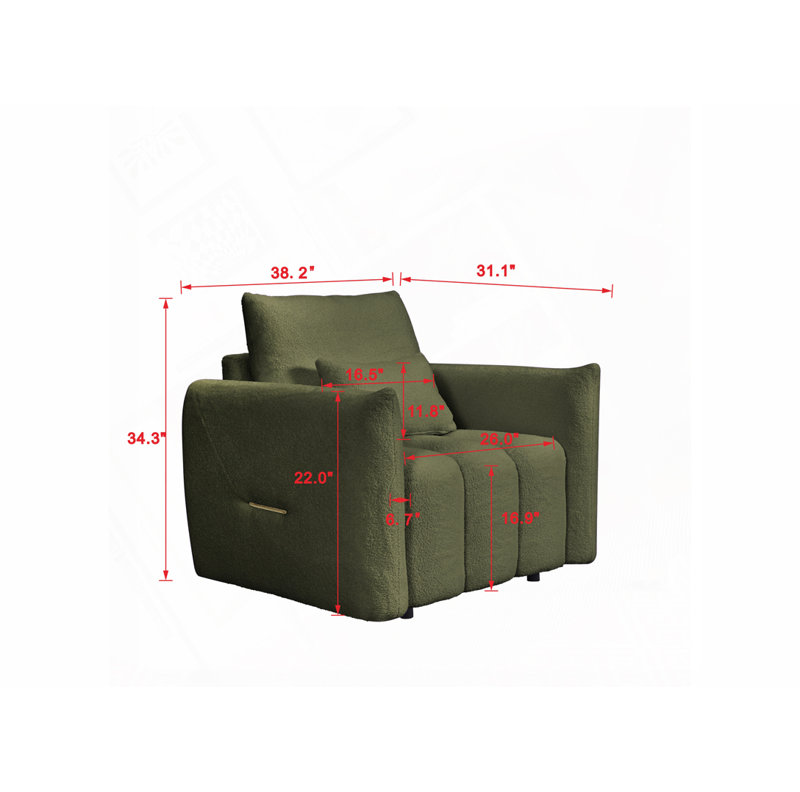 Teddy Upholstered Lounge Chair, Army Green