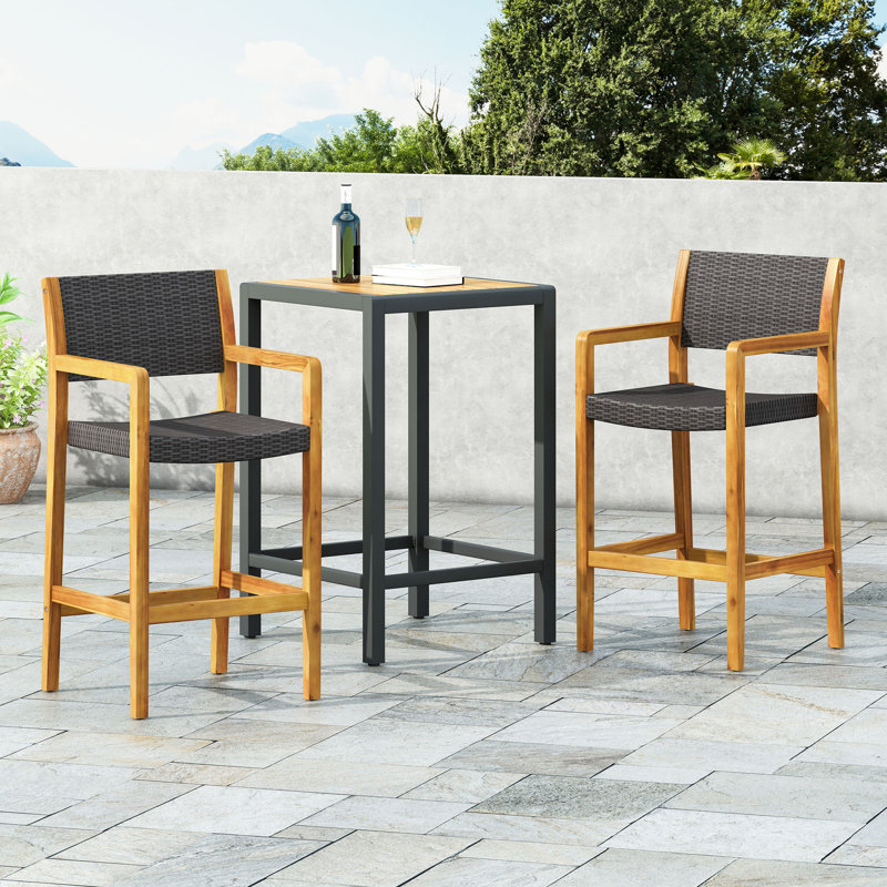 GENESEE WICKER & WOOD BAR STOOL