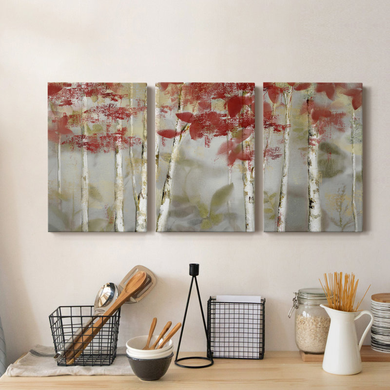 Forêt d'automne - Toile tendue avec châssis de qualité supérieure - Prêt à être accroché, H 18 po x l 36 po x P 1 po