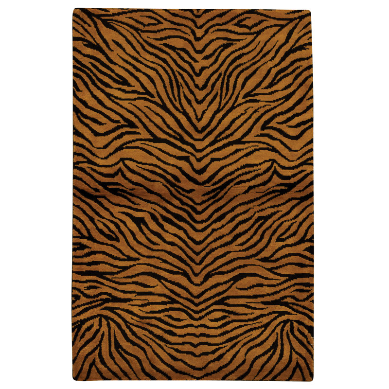 Tapis chameau et noir noué à la main de haute qualité