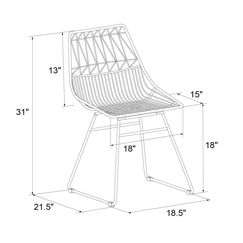 45.72cm H Metal Slat Back Side Chair, Electroplated Gold