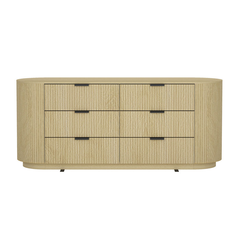 Heaney 60 Double Dresser with 6 Drawers, Natural Oak/Black