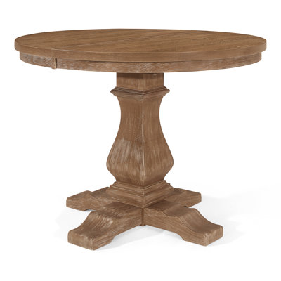 47" Round Pedestal Dining Table,Wooden-Style Dining Table With Double-Layer Storage Design And Roman Column Shape