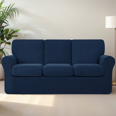 7-Piece Waterproof Sofa Cover Set - Spandex Jacquard Fabric, Fits 3-Seat Sofas With Separate Backrests And Cushions