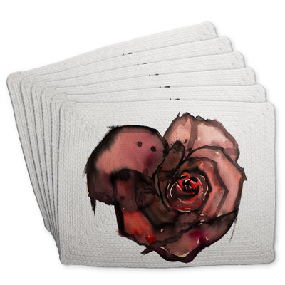 Dark Rose Braided Polyester Placemats Set of 6 - Home Decor