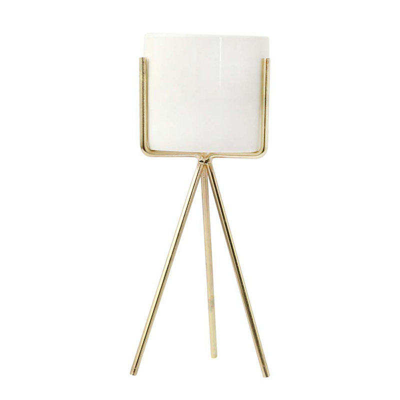 Jana Pot Planter, Gold, 22cm H x 8cm W x 8cm D