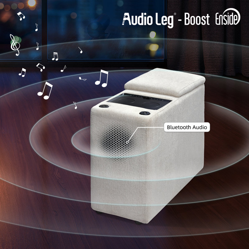 Tables de bout intelligentes avec rangement et prises intégrées Madella Audio, Blanc