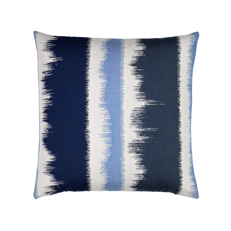 Murmur Square Indoor/Outdoor Pillow Cover & Insert, 20"H x 20"W, Blue/Beige Striped