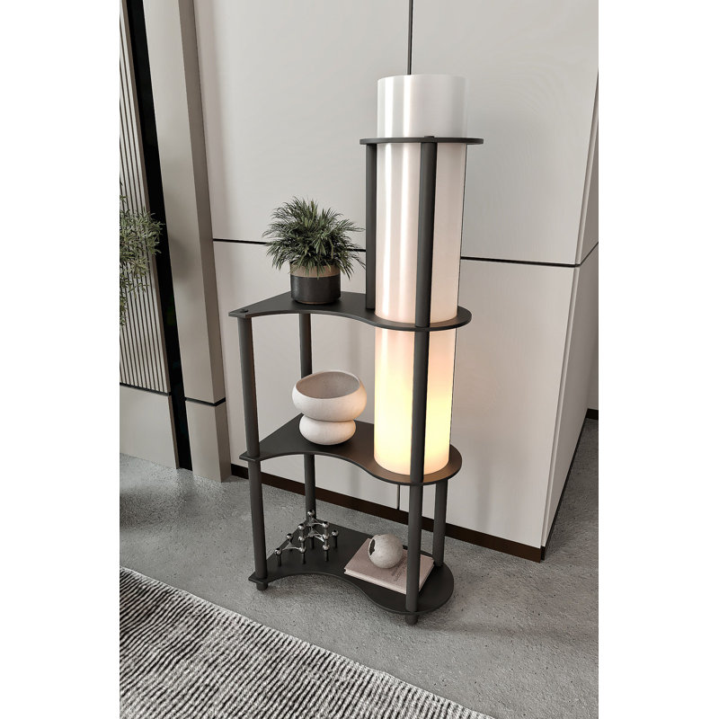 Lampe sur pied moderne, noire, hauteur 47,2 pouces | Corps en papier artisanal et panneau de fibres à densité moyenne, capuchon en PVC (6,7 pouces de diamètre, 32,3 pouces de hauteur) | Type de douille: 1 x E27 de 40 W maximum (ampoule non incluse) | Solution d'éclairage élégante pour la maison et le bureau