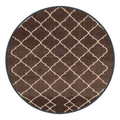 Machine Washable Trellis Brown Area Rug