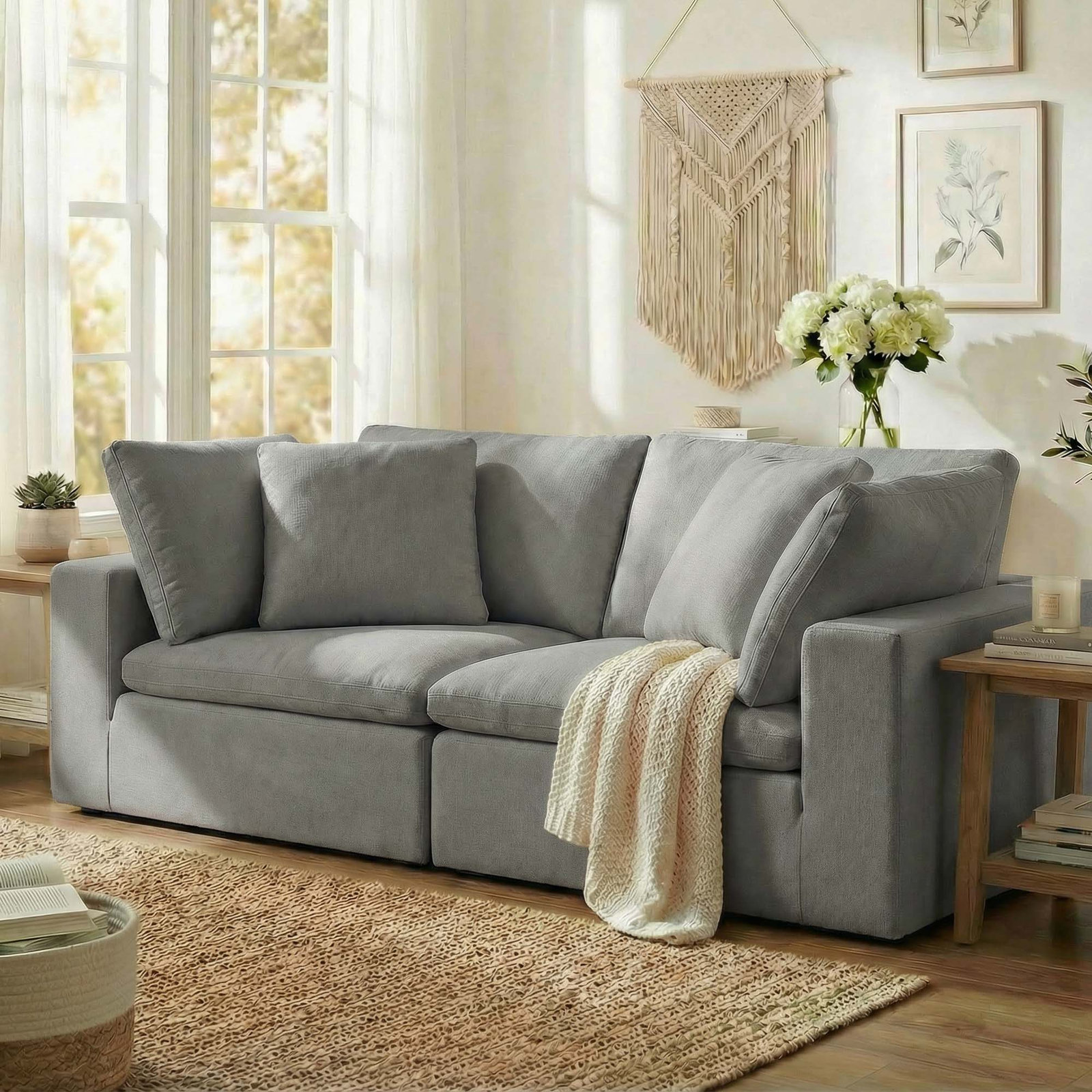 Calana Modular Sectional, Slate, 2 Piece