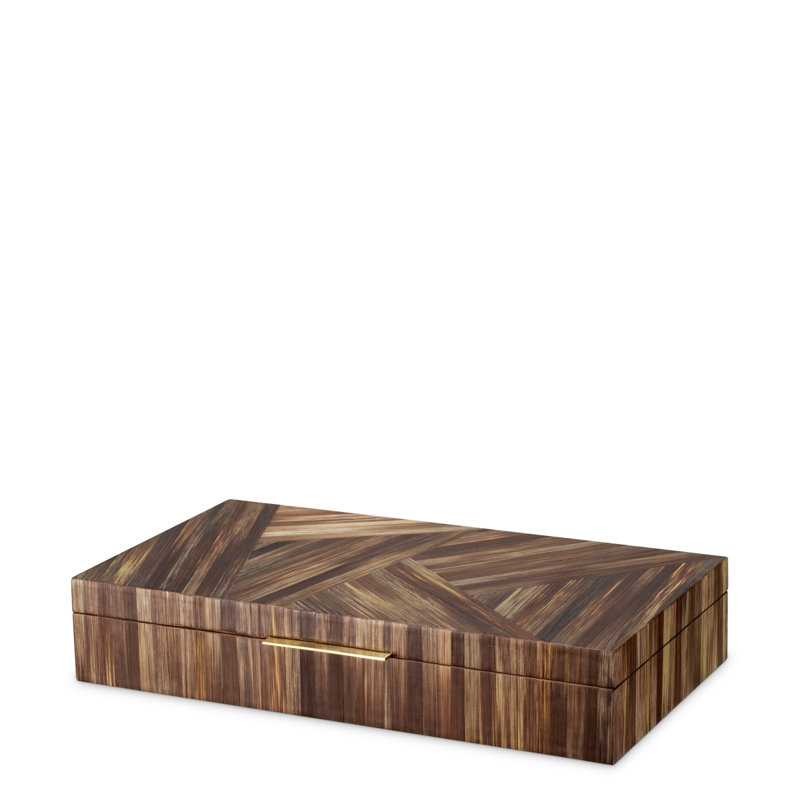 Harvard Wood Decorative Box, Straw Marquetry Brown