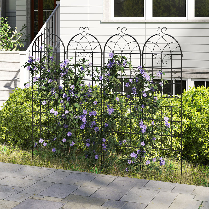 Ensemble de 2 treillis de jardin en métal pour plantes grimpantes, ensemble de 2 panneaux de treillis de style rétro de 71 po de hauteur