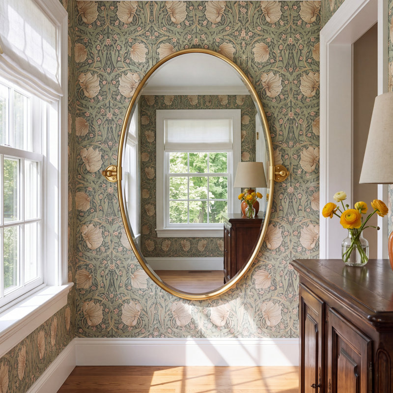 Dara Brass Oval Mirror, Gold