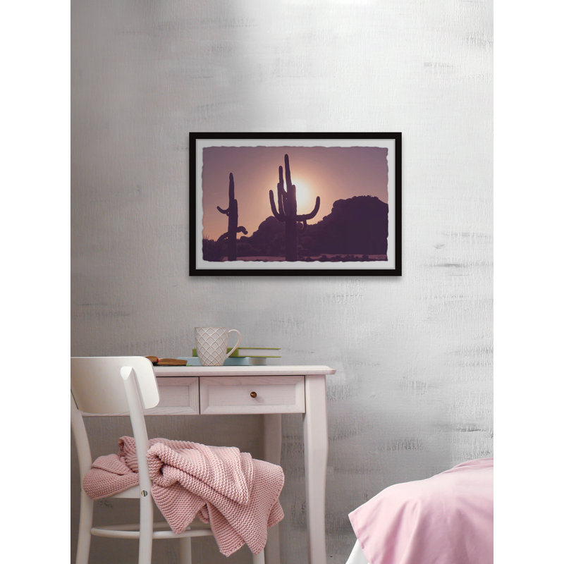 Cactus Sunset - Single Picture Frame Print, 20cm H x 30cm W x 3.81cm D