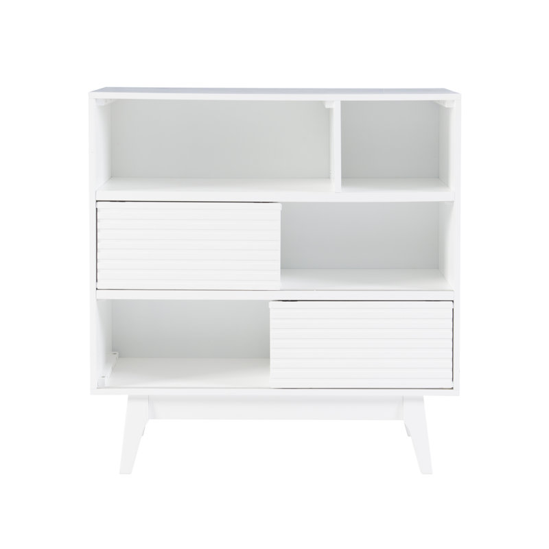 Derrione 38'' H x 36'' W Midcentury Modern Wood Cube Bookcase, White