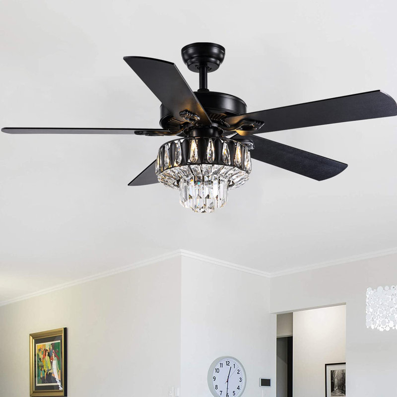 Ventilateur de plafond 52 po à 4 pales en cristal avec télécommande Thena