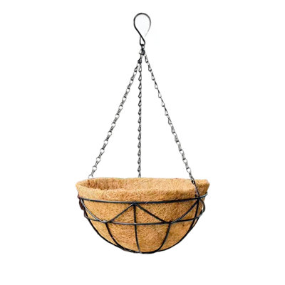 4-pack 14" Hanging Planters With Coconut Fiber Liner, Metal Hanging Baskets With Chains For Indoor Outdoor Use