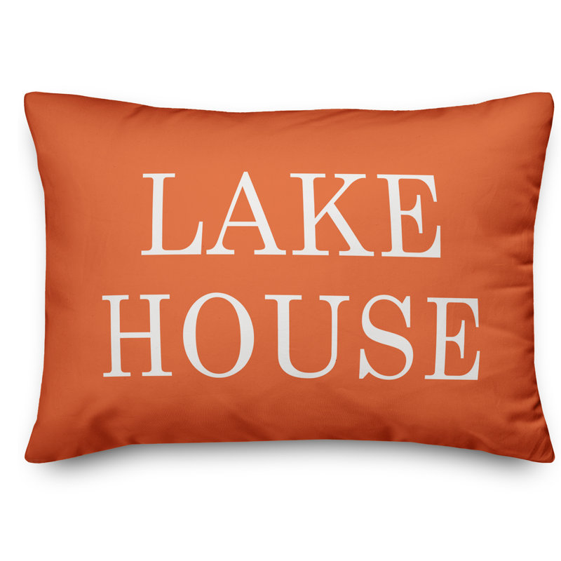  Lake House Outdoor Rectangular Pillow Cover & Insert, Orange/White 