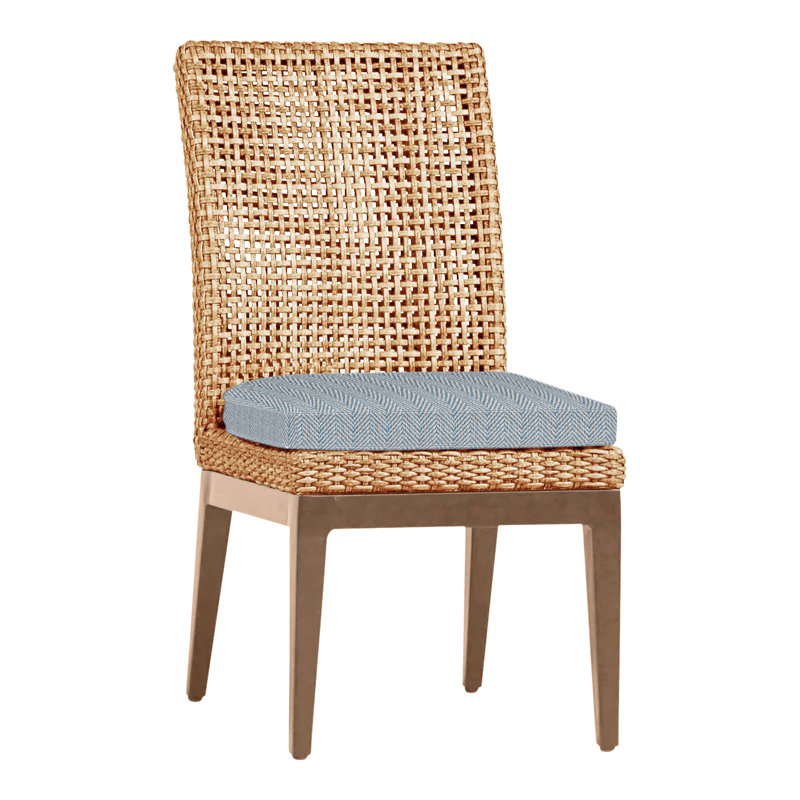 Chaise d'appoint d'extérieur en résine et osier Pen-pena N-Dura, Pas de soudure, Raphia / bois de santal, Perigold Etta Vapor