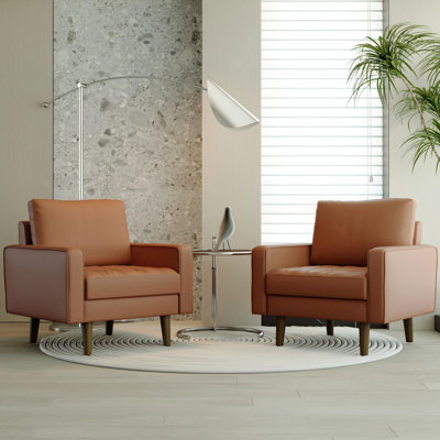 Ensemble de 2 chaises d'appoint à accoudoirs carrés et canapé Bridgeview, brun, 2 pièces Bridgeview