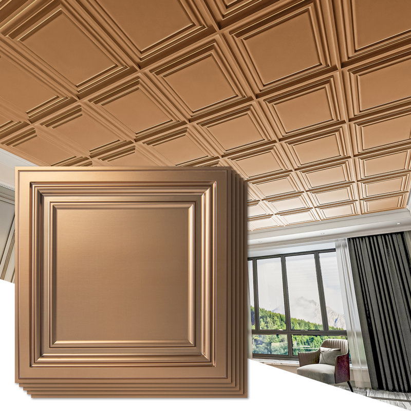 2 pi X 2 pi Carreau de plafond en PVC à coller ou à poser pour la maison, le bureau, paquet de 12, 48 pieds carrés / boîte