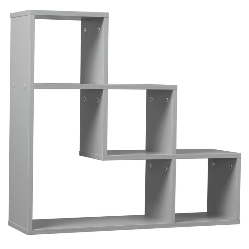 Bonita 3 Piece Manufactured Wood,Metal Floating Shelf, Grey