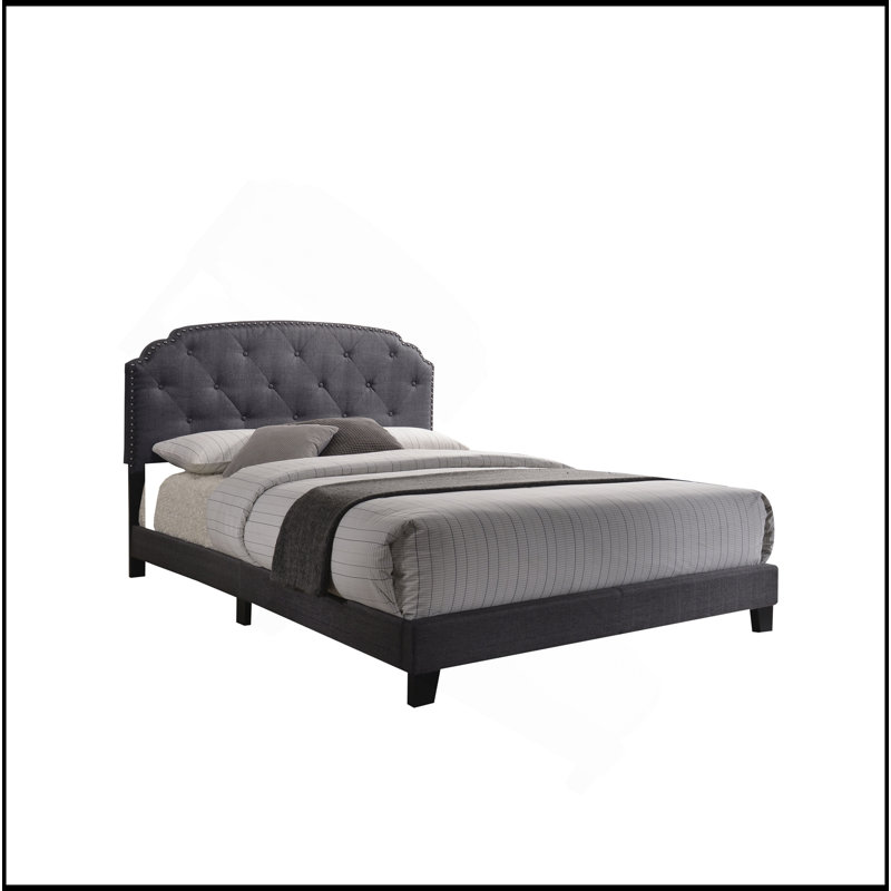Gray Fabric Queen Bed