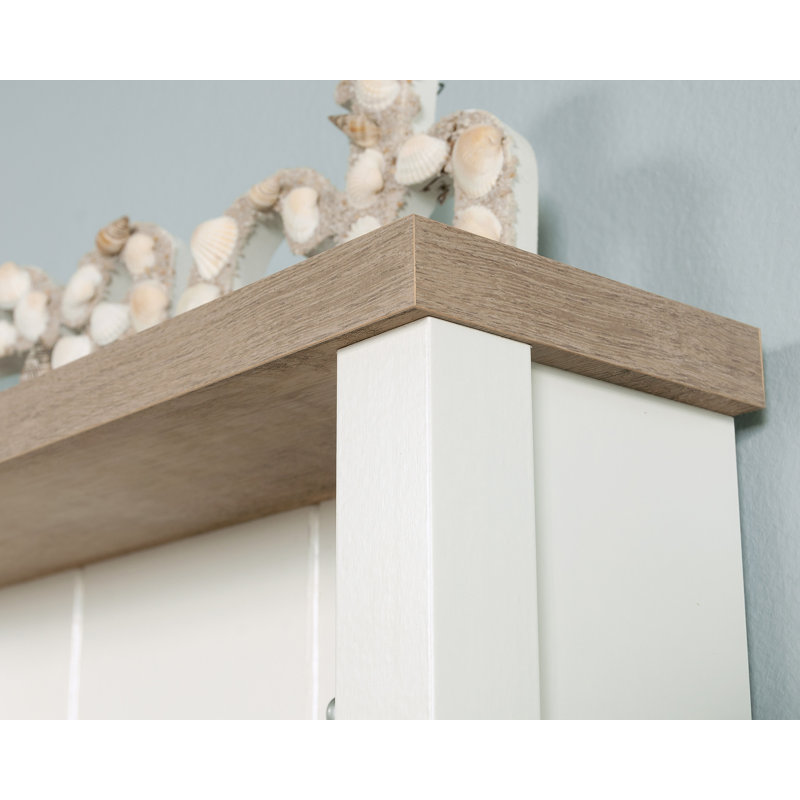 Soft White and Oak Hall Tree with Storage Bench