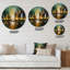 Abstract City Skyline1 - Art mural rond sur métal City-88628017