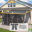Pavillon de jardin extérieur en métal pour terrasse avec rideaux et moustiquaire-126534493-126534499