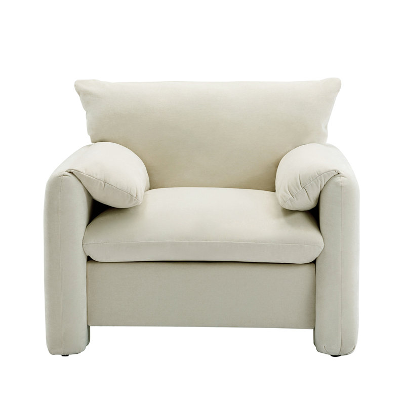38.6'' Upholstered Sofa, Cream Chenille