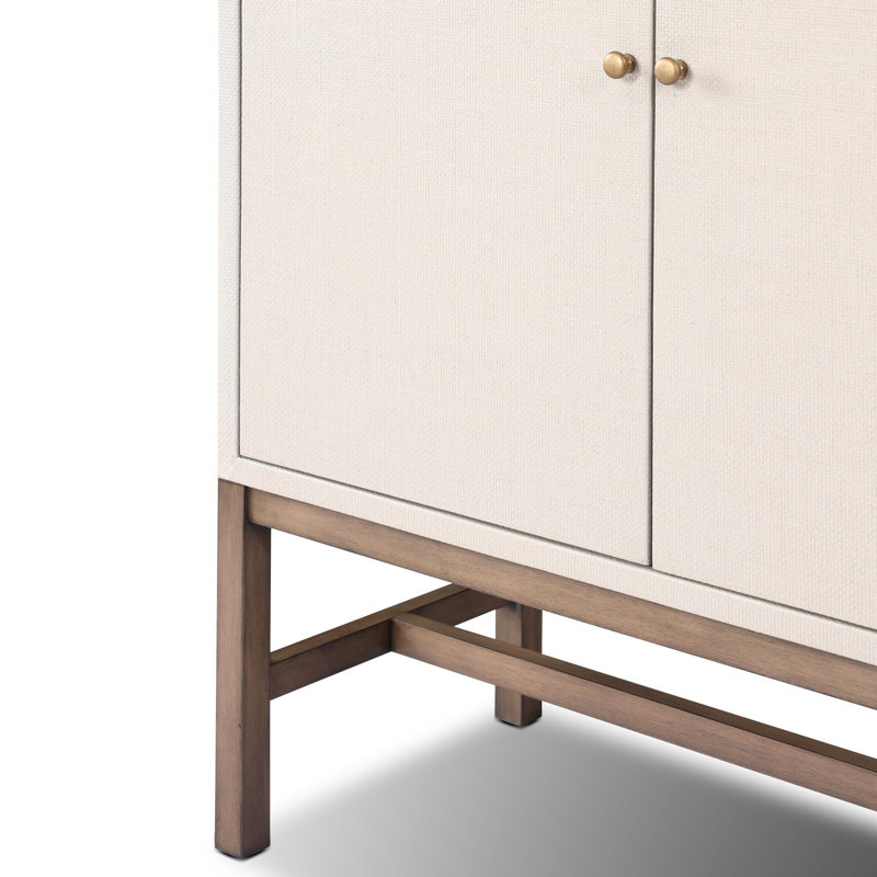 Fiona 5 - Drawer Solid Wood Dresser, Ivory Painted Raffia