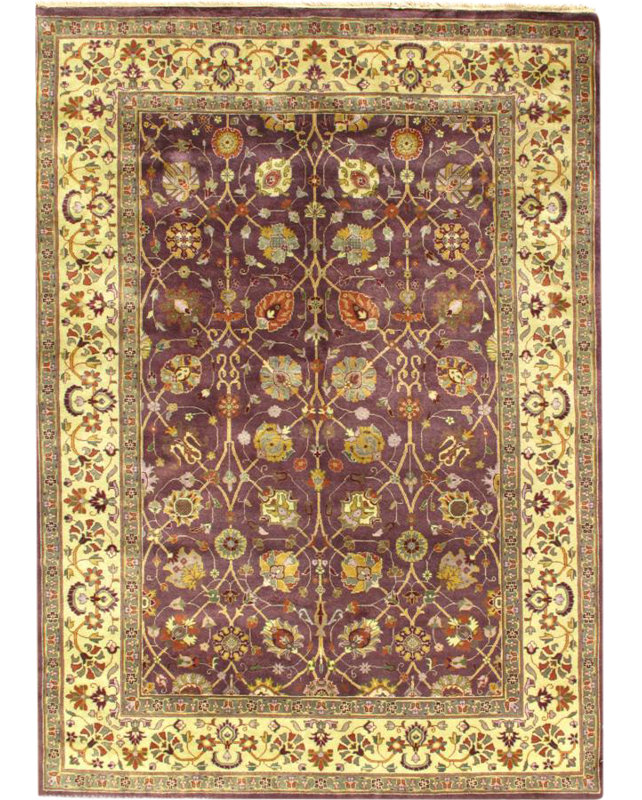 Tapis rose / ivoire en laine noué à la main Tabriz