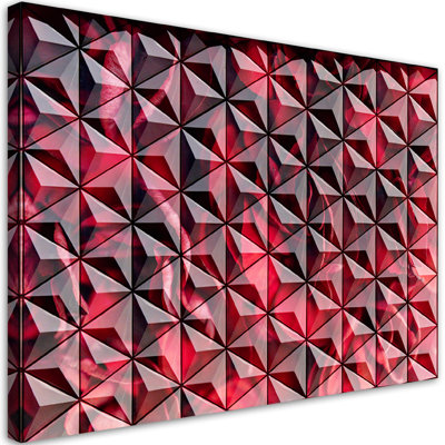 Red Geometry 1 Piece Wall Art on Canvas