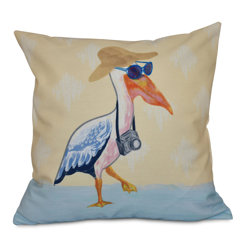 Beach Vacation Outdoor Reversible Throw Pillow, 18"x18", Yellow
